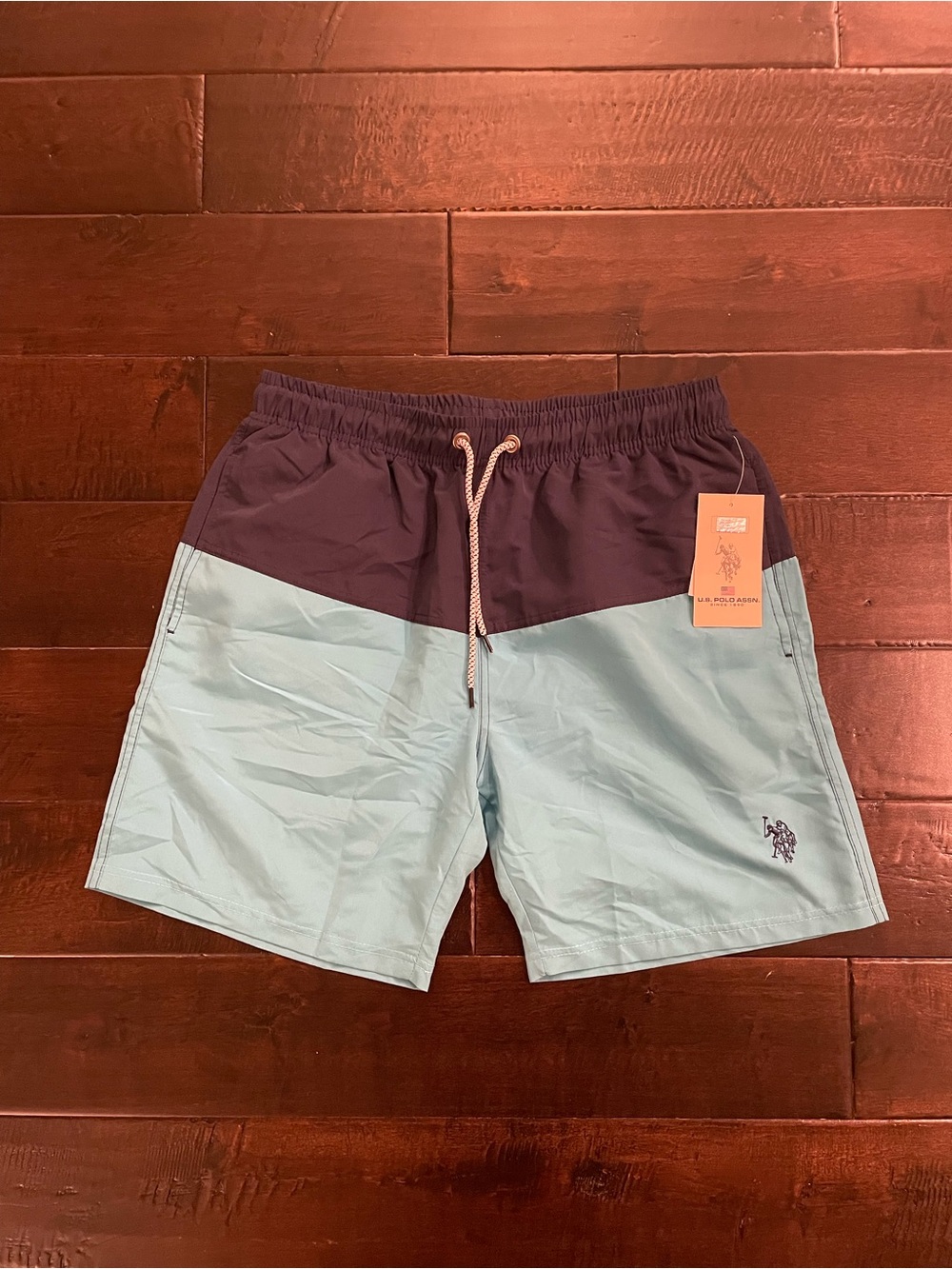 U.S. Polo Assn. Navy & Light Blue Swim Trunks